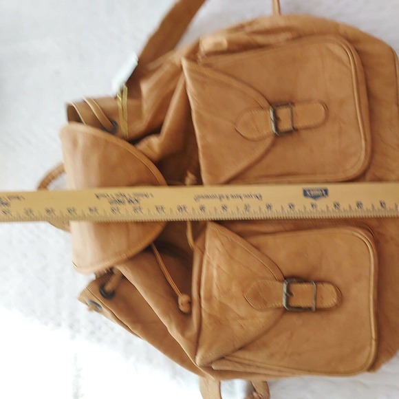 Vintage Leather Large Bookbag/ Duffle Bag. East West By I.G.T New York/London main image 9
